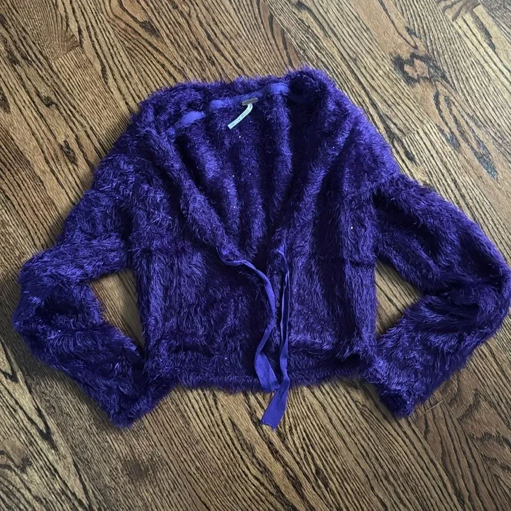 Free People Mina Cardi Cropped Shimmer Sequin Sweater Size XS